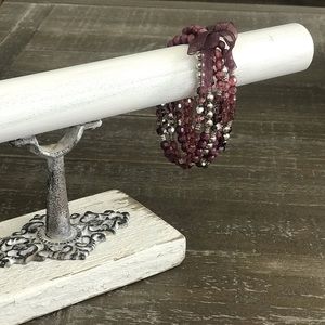 Purple & Silver Bead Multi-Strand Bracelet
